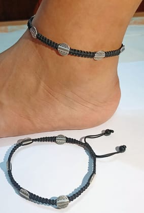 Adjustable Handmade Thread Charm Anklet Pair (2 Pcs.)