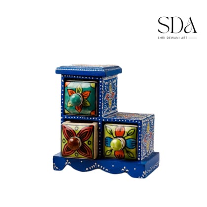Indian-Shelf Handmade Wooden 3 chest Drawer Floral Pattern Spice Box Seasoning Masala Organizer Rack Jewellery Container Indian-Shelf Handmade Wooden 3 chest Drawer Floral Pattern Spice Box Seasoning Masala Organizer Rack Jewellery Container