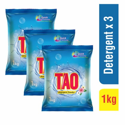 TAO Detergent Powder with Quick Action Technology | Suitable for Bucket & Machine Wash | Floral Fragrance | Remove All kind of Dirt | 3Kg | 3000gm | Pack of 3