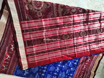 Blue-Maroon Exclusive Sambalpuri Pata Saree Blue-Maroon Exclusive Sambalpuri Pata Saree