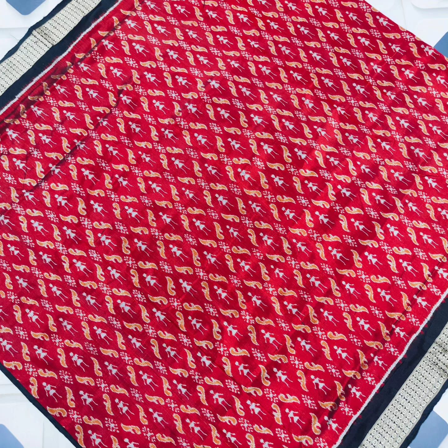 Maroon Sambalpuri Pata Saree