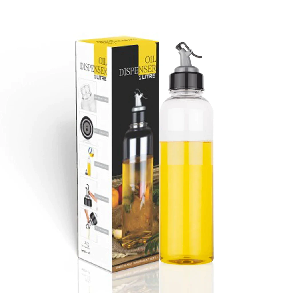 Transparent Plastic Oil Dispenser Bottle – Leakproof Kitchen Cooking Oil Pourer