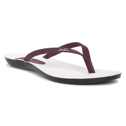 Women's Maroon White Solea Flip-Flop