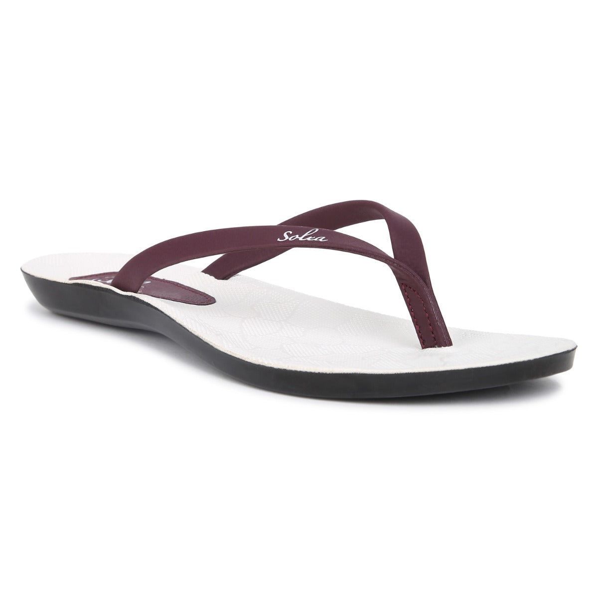 Women's Maroon White Solea Flip-Flop