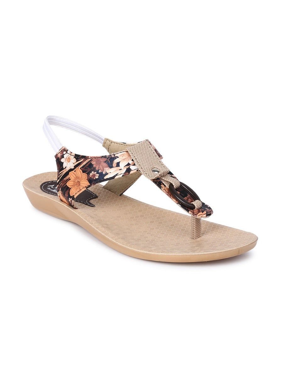 Women's Brown Beige Rexine Sandal