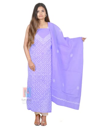 Lavangi Women's Lucknow Chikankari Cotton Unstitched Dress Material for Top, Bottom & Dupatta (Mauve) Lavangi Women's Lucknow Chikankari Cotton Unstitched Dress Material for Top, Bottom & Dupatta (Mauve)