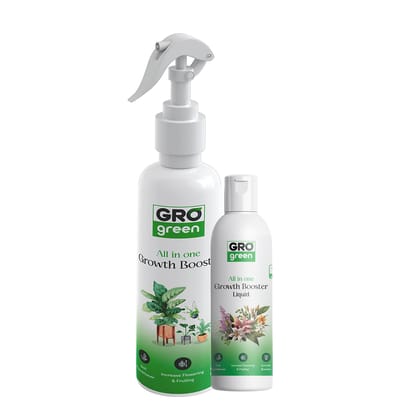Gro Green 100% Natural All in One Growth Booster Liquid Fertilizer Spray+Liquid Bottle suitable for All Indoor and Outdoor Plants Gro Green 100% Natural All in One Growth Booster Liquid Fertilizer Spray+Liquid Bottle suitable for All Indoor and Outdoor Plants