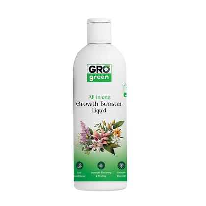 Gro Green 100% Natural All in One Growth Booster Liquid Fertilizer suitable for all Indoor and Outdoor Plants Gro Green 100% Natural All in One Growth Booster Liquid Fertilizer suitable for all Indoor and Outdoor Plants