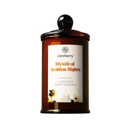 Careberry's Mystical Arabian Nights Natural Soy Wax Candle in Amber Long Spice Glass Jar with Glass Cap (100g)