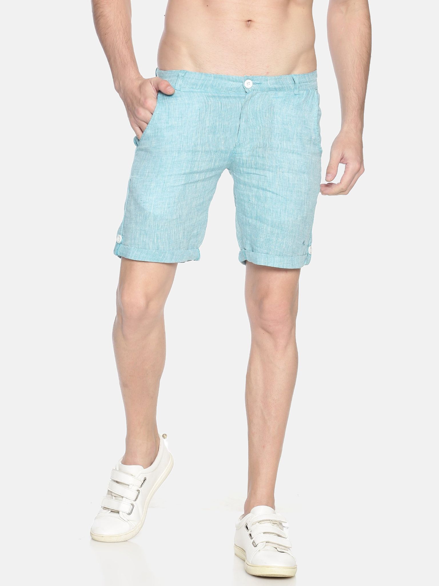 Men Teal Green Hemp Shorts