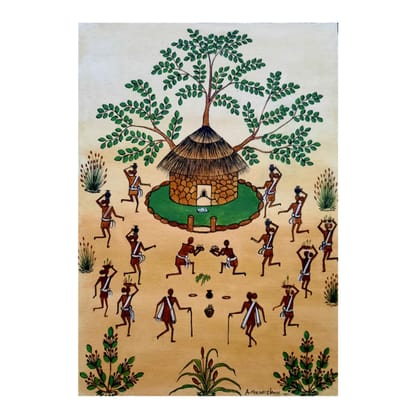 | Handcrafted Canvas Kurumba Painting (15*12 Inches)