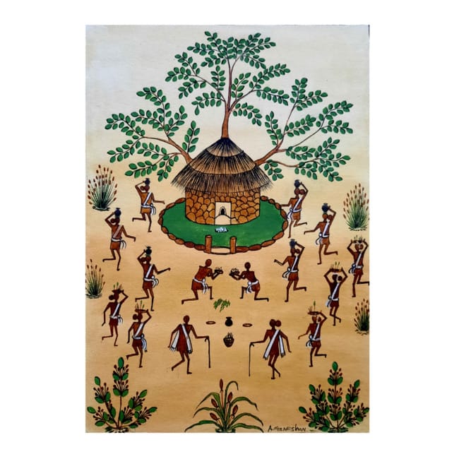 | Handcrafted Canvas Kurumba Painting (15*12 Inches)