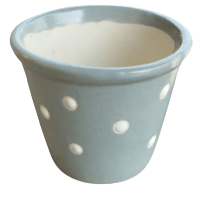 White Dot Round Ceramic Planter