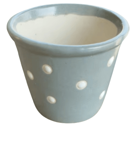 White Dot Round Ceramic Planter