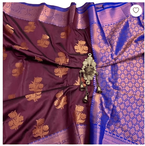 Banarasi Pure Katan Kadhi&nbsp; Butta Silk Jaal Saree