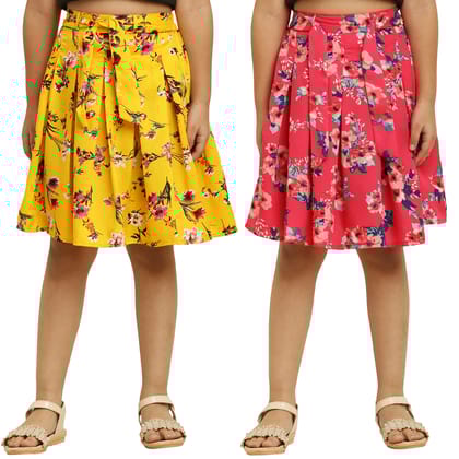 Pretty Stylus Yellow & Pink Pair Skirt For Girls.