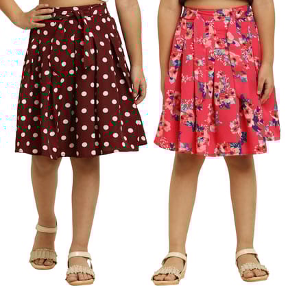 Cute Classy Brown Dot & Pink Pair Skirt For Girls.