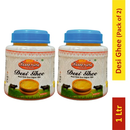 Gold Bansari Premium Pure Desi buffalo Ghee Better Digestion&Immunity 1 Litre (Pack Of 2) Gold Bansari Premium Pure Desi buffalo Ghee Better Digestion&Immunity 1 Litre (Pack Of 2)