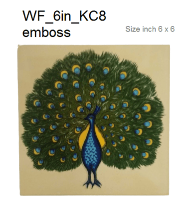 Shubh- Akriti Deco-Tile 6inch - Peacock / set of 4 nos