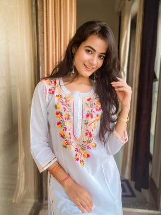Ethnava Cotton Chikankari Kurti with Sharara-12041-118 Ethnava Cotton Chikankari Kurti with Sharara-12041-118