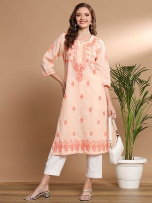 Ethnava Hand Embroidered Matty Cotton Chikankari Kurta-2206 Ethnava Hand Embroidered Matty Cotton Chikankari Kurta-2206