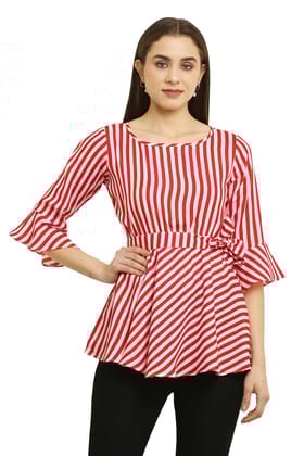 Tripti Enterprises Women's & Girls Soft Crepe Round Neck Line&nbsp;Print&nbsp;Top