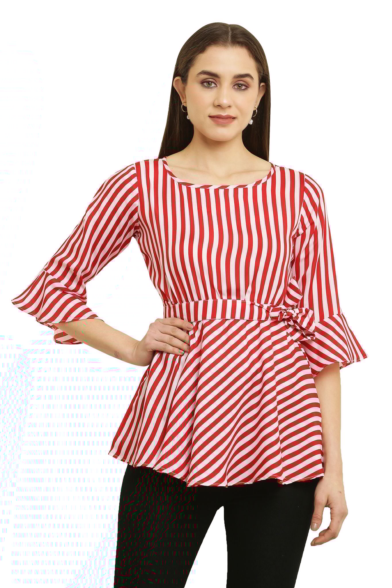 Tripti Enterprises Women's & Girls Soft Crepe Round Neck Line&nbsp;Print&nbsp;Top