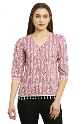 Tripti Enterprises Women's & Girls Soft Crepe V Neck Floral&nbsp;Print&nbsp;Top