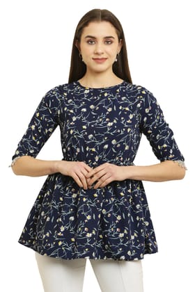 Tripti Enterprises Women's & Girls Soft Crepe Round Neck Floral&nbsp;Print Designer&nbsp;Top
