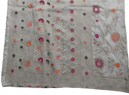White Printed Newly DesignTussar Silk Saree