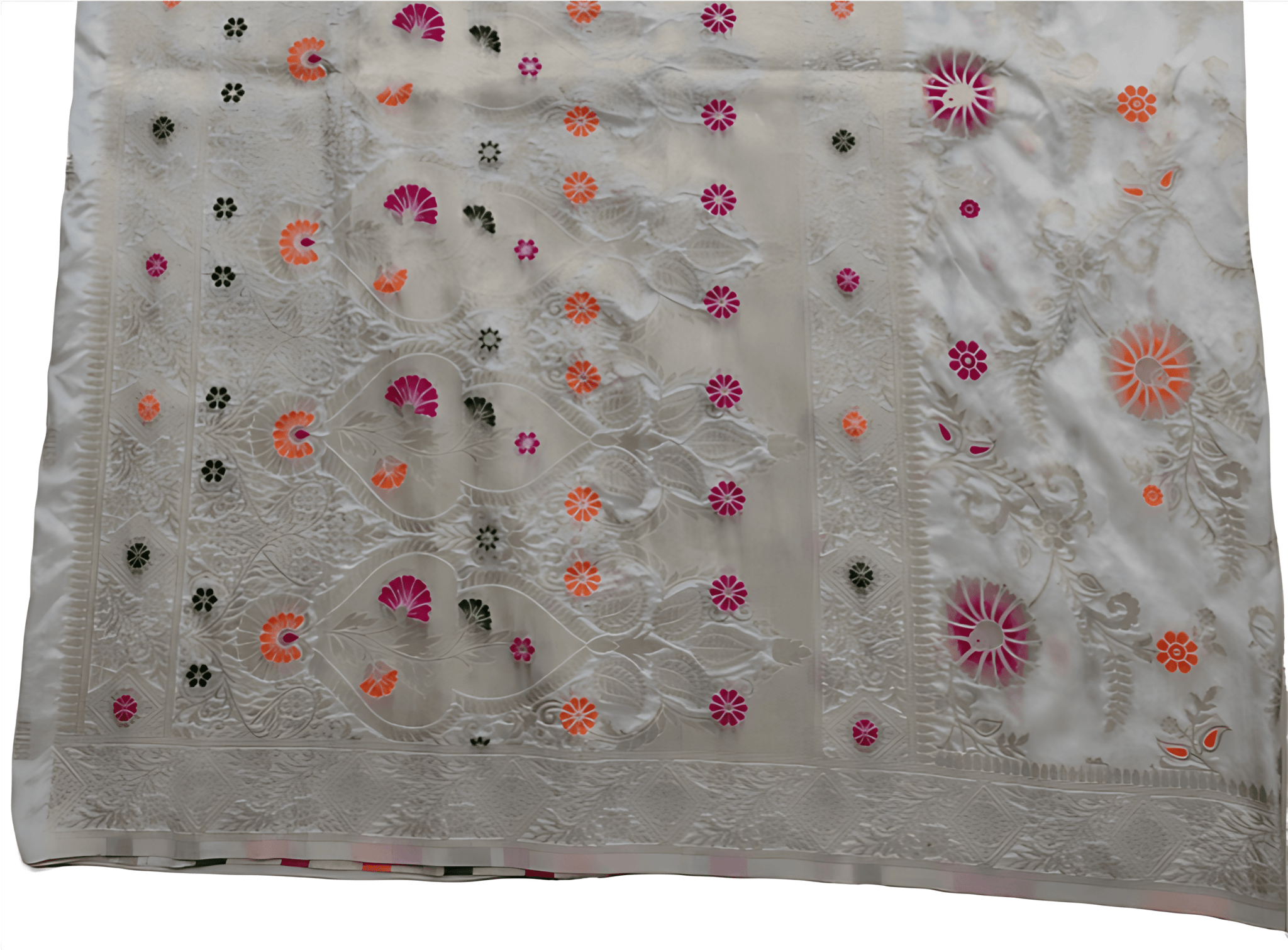 White Printed Newly DesignTussar Silk Saree