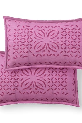 Garvi Gurjari (A Gujarat Govt Enterprise) Pink Handmade Applique Work Cotton Bed Cover Set With Pillow Covers