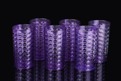 HAPPI Unbreakable Plastic Water and Juice Drinking Glass Set Crystal Glass/Juice Glass/Beer Glass/Wine PET Transparent Stylish Set, 6 Pieces, Sharbat Glass 300 Ml - Set of 6 (Purple) HAPPI Unbreakable Plastic Water and Juice Drinking Glass Set Crystal Glass/Juice Glass/Beer Glass/Wine PET Transparent Stylish Set, 6 Pieces, Sharbat Glass 300 Ml - Set of 6 (Purple)
