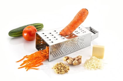 HAPPI Stainless Steel Multi Functional 5 in 1 Grater & Slicer with 4 Sides for Cheese, Vegetables, Ginger, Garlic, Potato Slicer Chopper Vegetable Grater Cutter