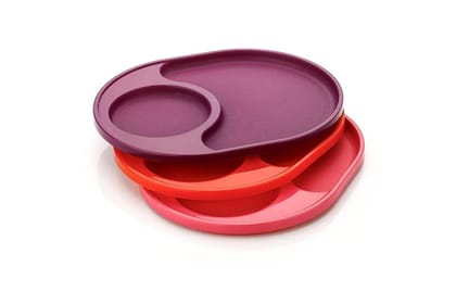 HAPPI Multipurpose Unbreakable Plastic Food Breakfast Nasta Plate , Salad/Sandwich/Samosa/Snacks Plates , Nasta Tray , Breakfast Dish for Guest/Children(Set of 6 -Multicolor)