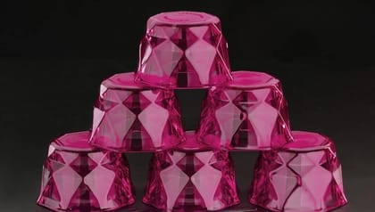 HAPPI Unbreakable Plastic Transparent Ice Cream Cup , Ice Cream Bowl, Dessert Bowl, Diamond Shape Pudding Cup Bowls 350 ml (Pack of 6 - Pink) HAPPI Unbreakable Plastic Transparent Ice Cream Cup , Ice Cream Bowl, Dessert Bowl, Diamond Shape Pudding Cup Bowls 350 ml (Pack of 6 - Pink)