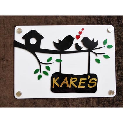 iCreations Birds Nest Acrylic Nameplate with Embossed Solid Letters