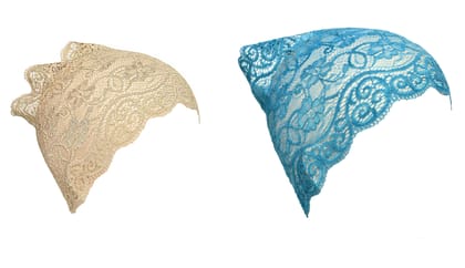 Girls and Womens Hijab Cap Hijab Headband, Under Hijab Scarf Light Beige and Light Blue Naqab Head Scarf (2 pcs)