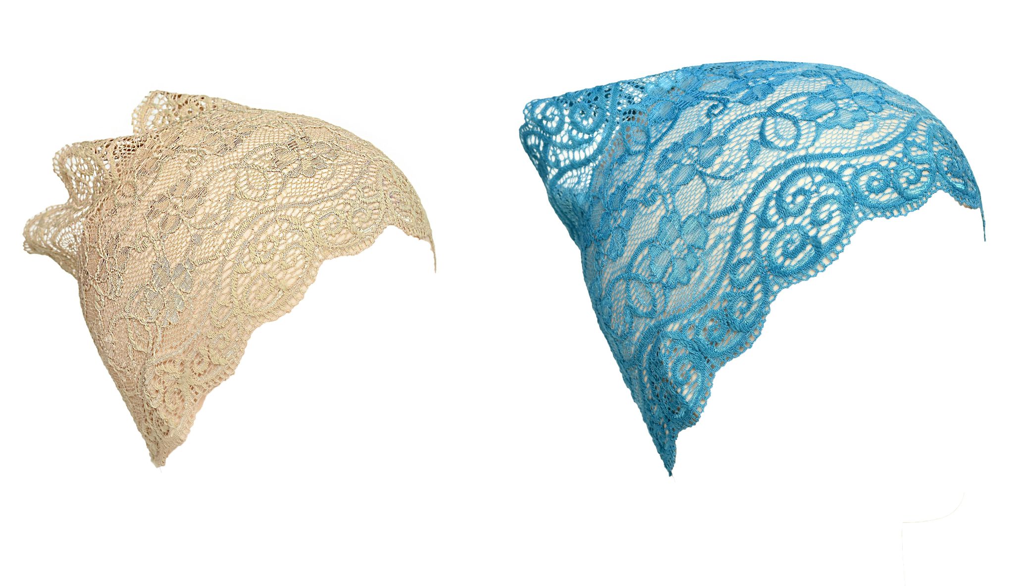 Girls and Womens Hijab Cap Hijab Headband, Under Hijab Scarf Light Beige and Light Blue Naqab Head Scarf (2 pcs)