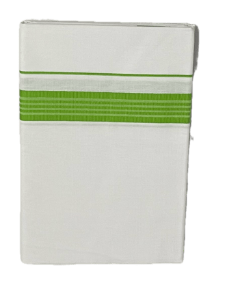 Pure white cotton Fancy border Dhothi - Think Border with lines - mundu