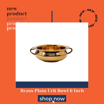 BEING CLASSIC Brass Plain Design Urli Decorative Bowl, Home Décor & Festive Item, Diameter- 6" inches