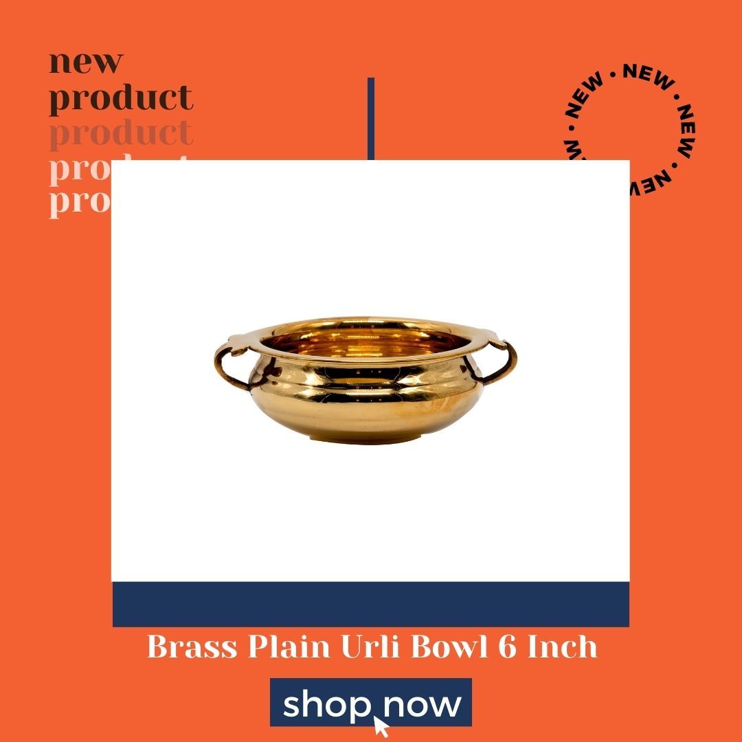 BEING CLASSIC Brass Plain Design Urli Decorative Bowl, Home Décor & Festive Item, Diameter- 6" inches