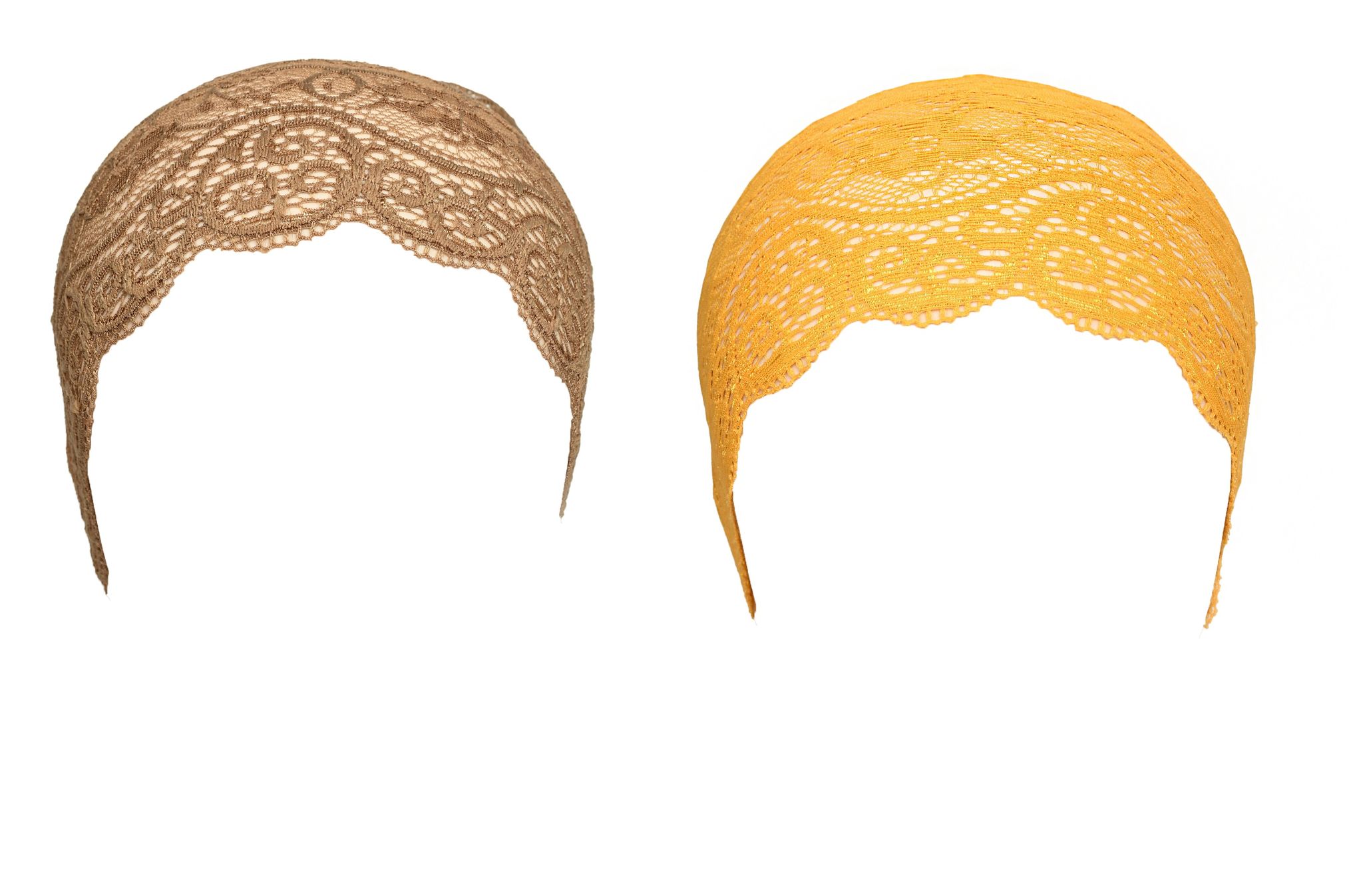 Girls and Womens Hijab Cap Hijab Headband, Under Hijab Scarf Light Brown and Yellow Naqab Head Scarf (2 pcs)