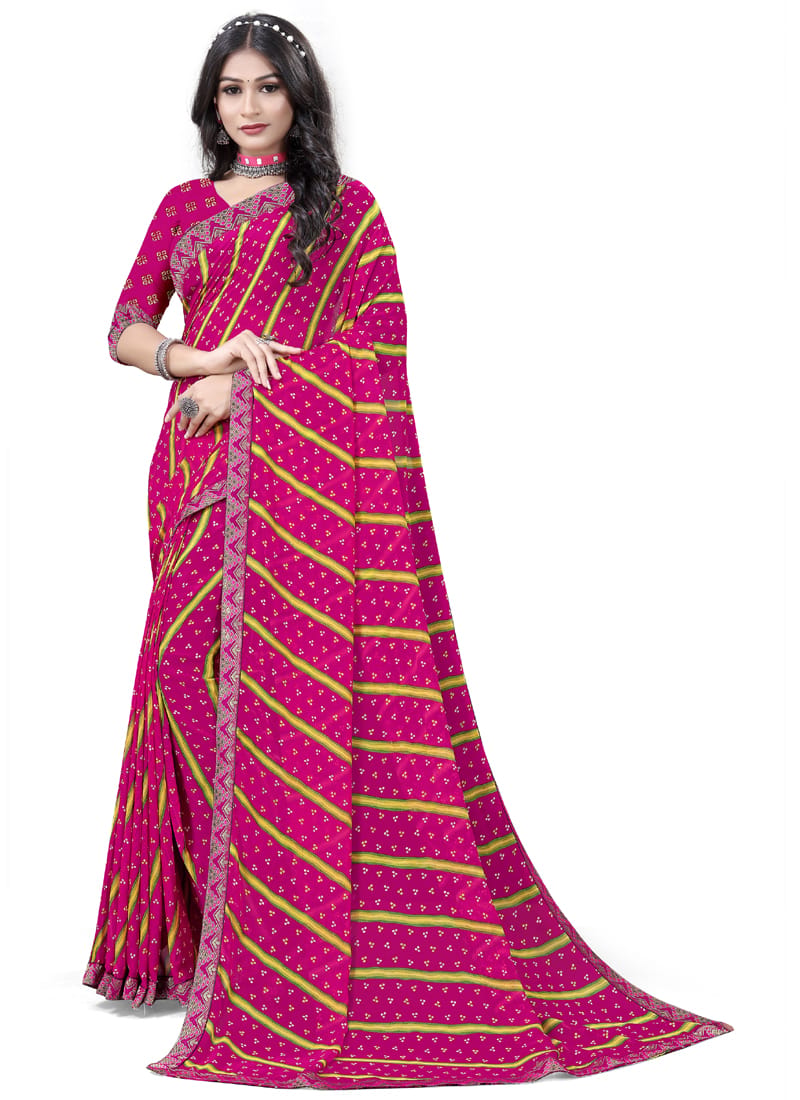 ASISA  Magenta Georgette Printed Sraee