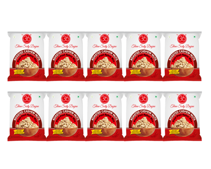 360 Three Sixty Degree Roasted Peri Peri Spicy Cashews Pouches (28gm X 10 Packs) 280 Grams I Salty Crunchy Kaju Dry Fruit I Zero Oil Added I Oven Roasted I Tasty & Nutritious