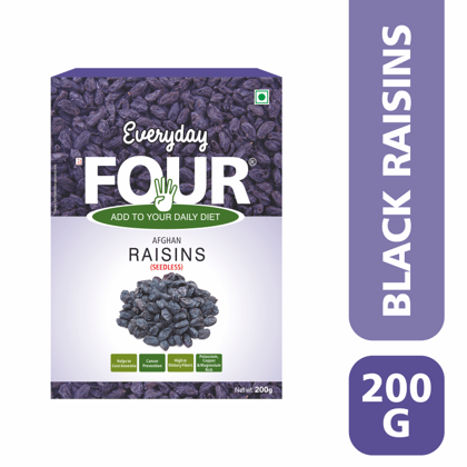 Everyday Four Seedless Afghan Black Raisins Kishmish Kali Draksh 200g
