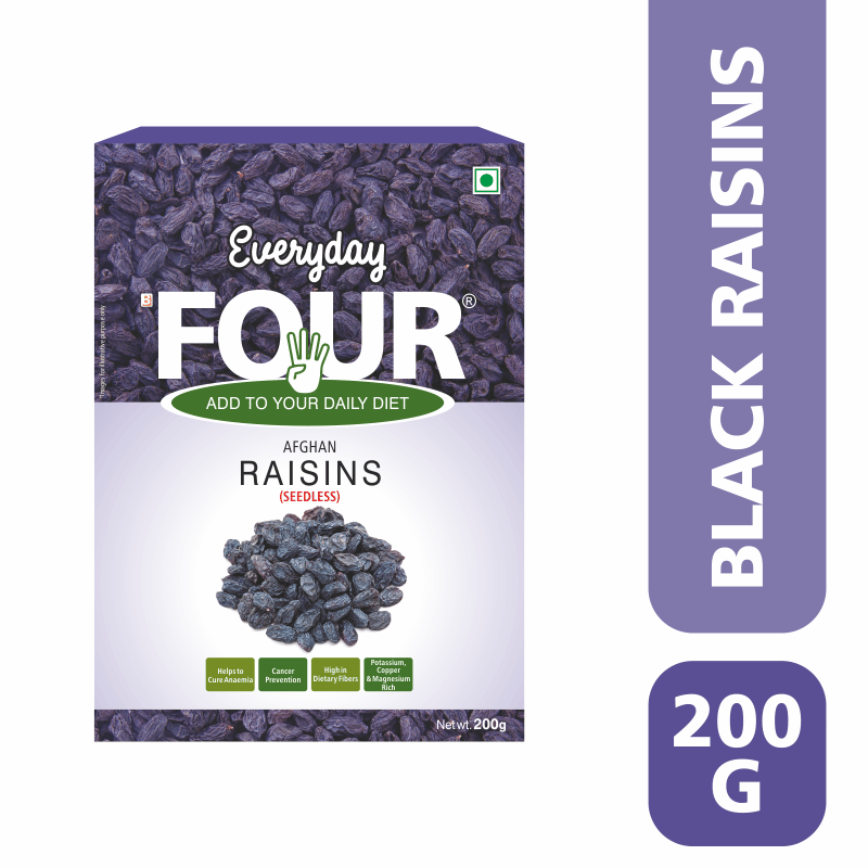 Everyday Four Seedless Afghan Black Raisins Kishmish Kali Draksh 200g