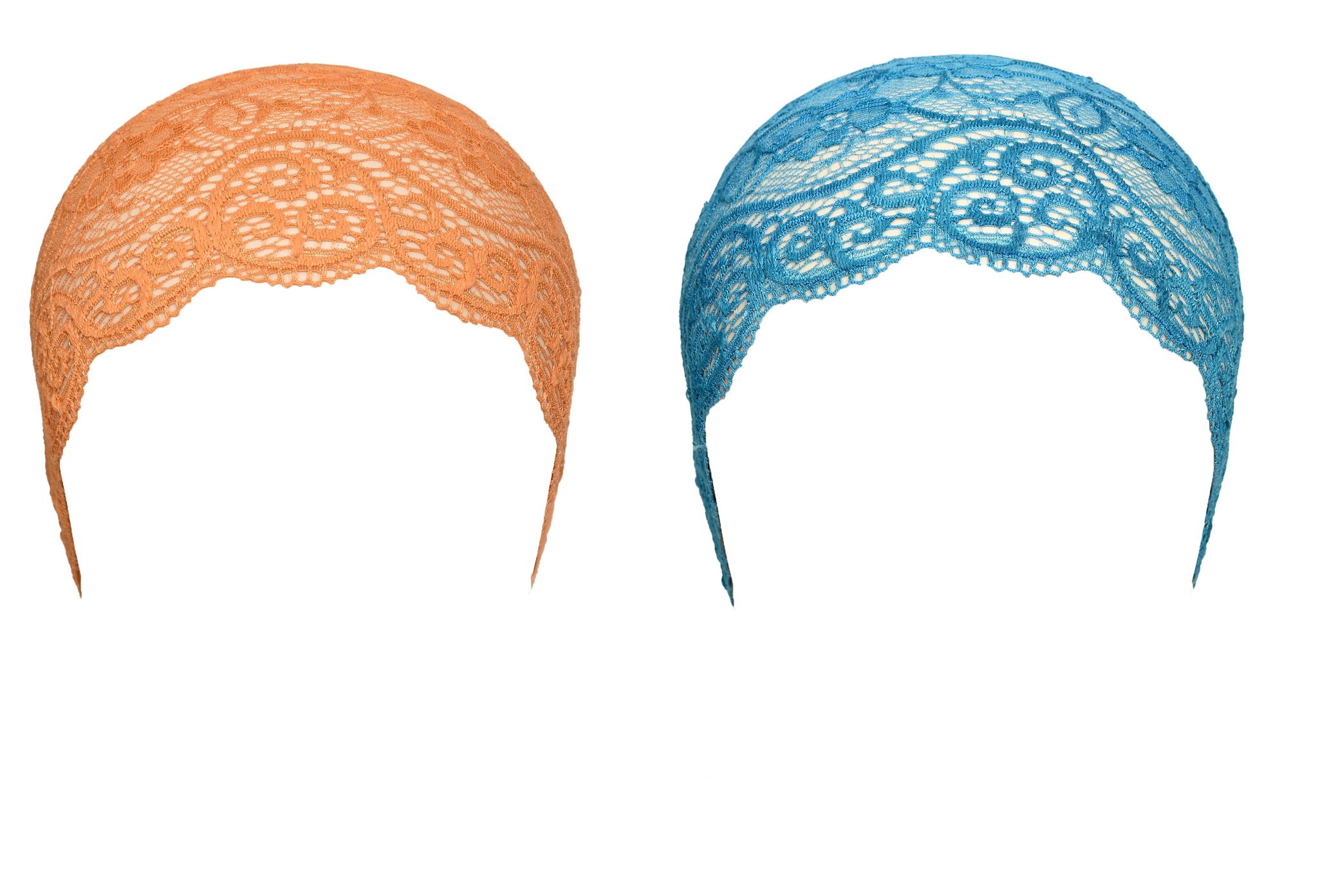 Girls and Womens Hijab Cap Hijab Headband, Under Hijab Scarf Orange and Light Blue Naqab Head Scarf (2 pcs)