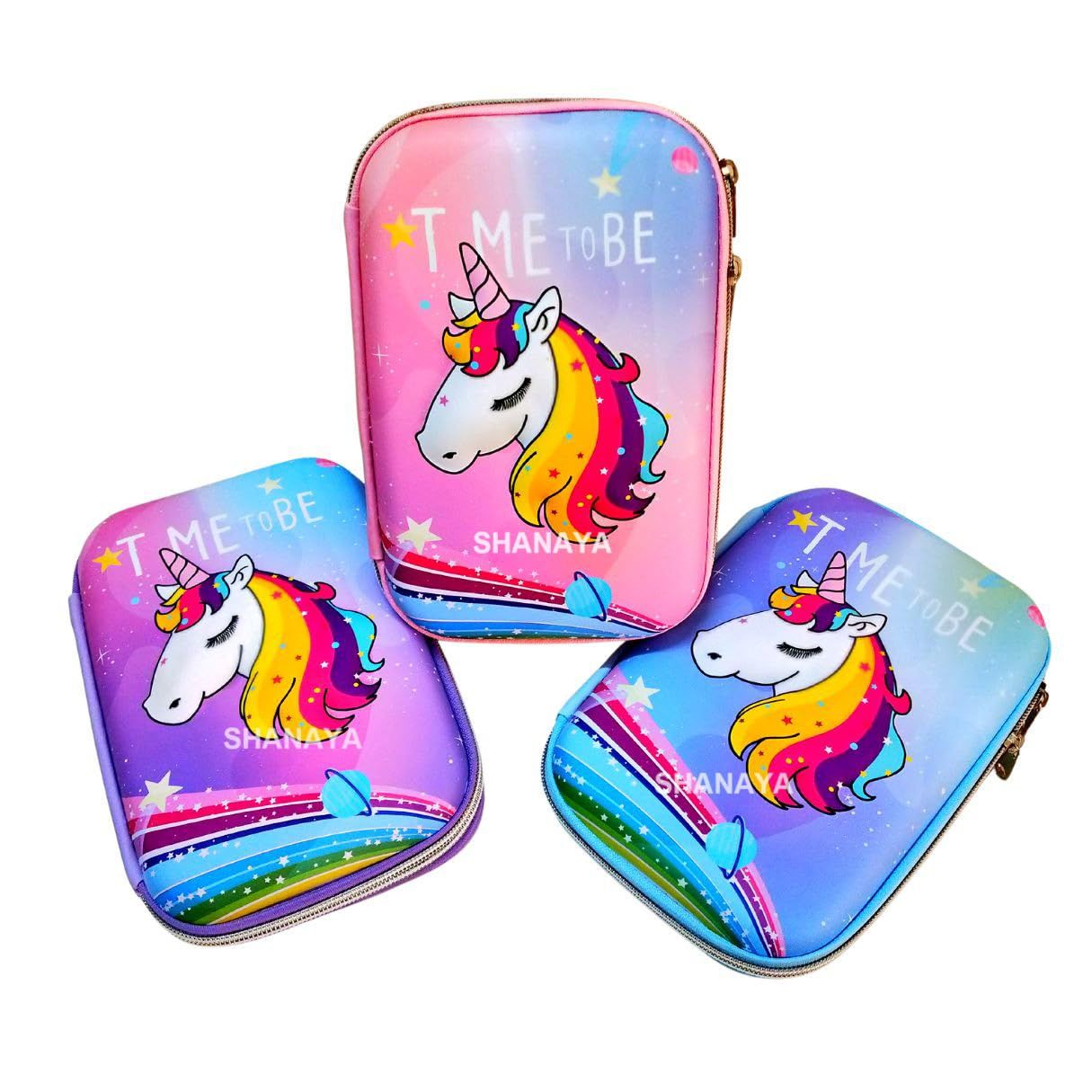 SHANAYA 3D Unicorn Rainbow Pencil Pouch Pencil Case Pencil Box  (Random Color)