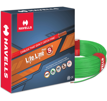 HAVELLS LIFE LINE PLUS S3 HRFR CABLES .75MM 90MTR LENGTH COPPER WIRE (100% ORIGINAL)